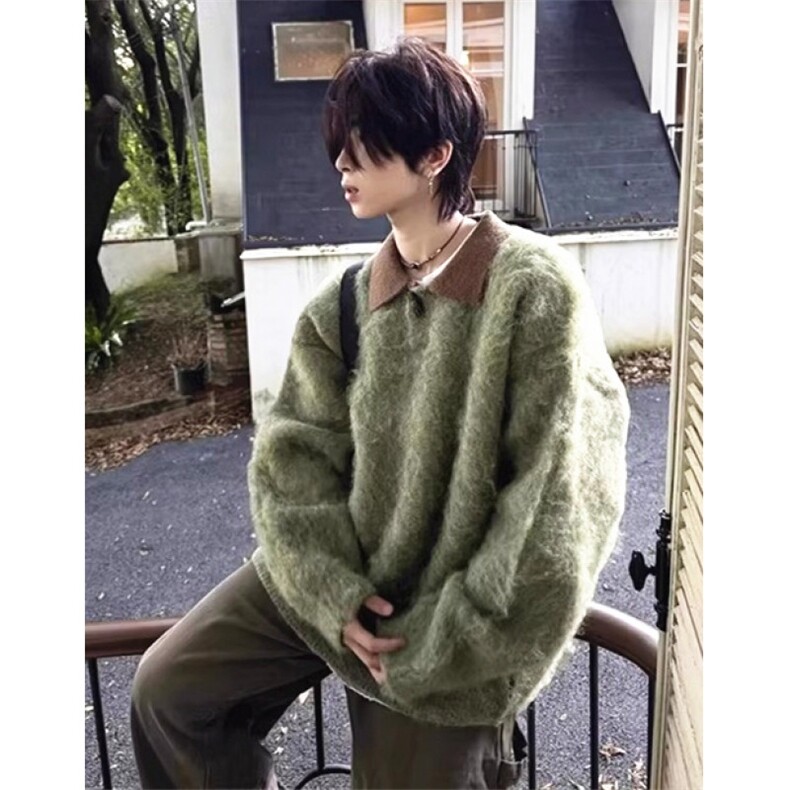马海毛毛衣男士秋冬季宽松慵懒套头长袖针织衫上衣M5165,男装针织衫/毛衣,星座1116A（原606A-3）