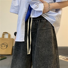 春夏新款重磅纯棉水洗拼接短裤M~5XLXZ604-DK101-P45控58，男装牛仔裤，星座604