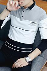 款8823-P45男士翻领长袖T恤潮流打底衫有带领青年休闲polo衫潮，男装T恤，电商D310（原电商305）