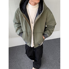 加绒牛仔棉服男冬季棉衣外套羊羔绒加厚毛领保暖外套MY1312-P148，男装棉衣，星座1103-3