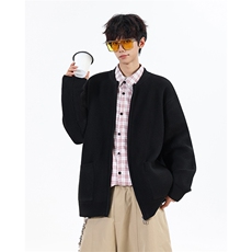 517A-8-M108-P88高品质重磅拉链开衫针织衫口袋老钱风慵懒风毛衣，男装针织衫/毛衣，星座517A-8（原B282）