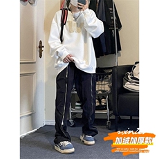 1506-1/W88031/P42美式复古酒红色卫衣男生重磅青少年圆领长，男装卫衣，星座1506-1