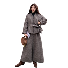 毛呢羽绒服50%羊毛5663-P315-K468-上衣羽绒内胆-裤子加厚-套装，女装套装/套裙，2C275