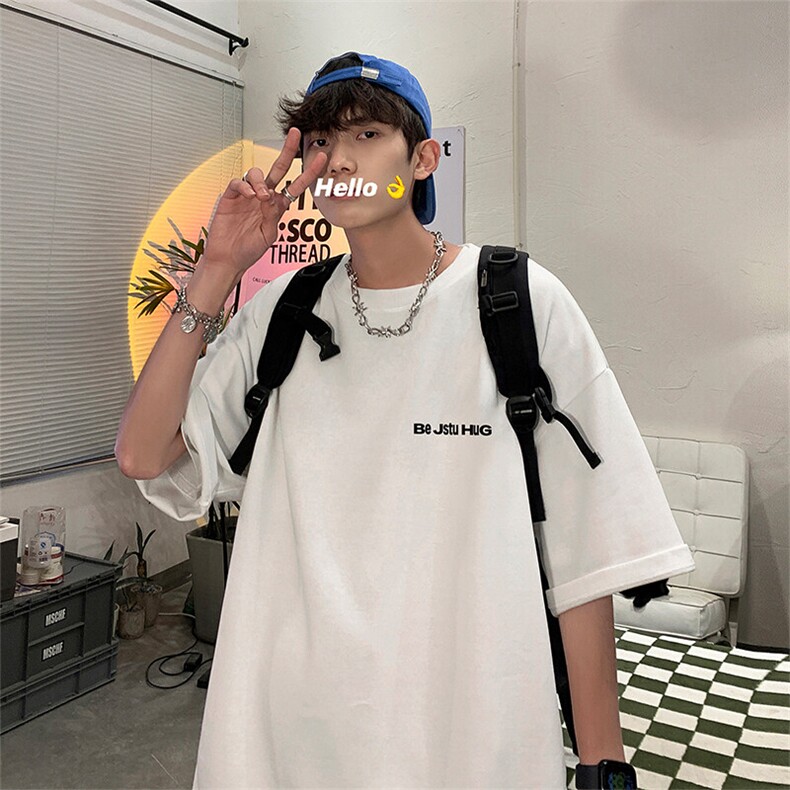 抖音得物二开现货220克夏装重磅美式高街宽松短袖t恤MT156,男装T恤,电商A486-1