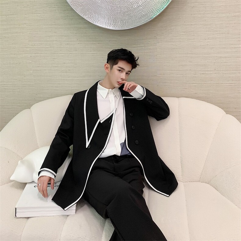 小众设计新款不规则外套男中长款西服上衣A345-618-P125，男装西服，电商A345