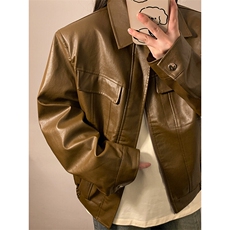 中性工装皮衣情侣女潮机车皮衣大码M-5XL夹克男JK77869P85控138，男装夹克，星座227-7