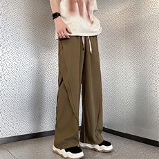 新中式风休闲裤子潮牌夏冰丝阔腿垂坠直筒西裤1001-1-K244-P38，男装西裤，星座1001-1
