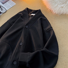 8XL-M羊羔绒开衫卫衣外套男秋冬季V领加绒加厚长袖上衣服KS001P58，男装卫衣，电商B312