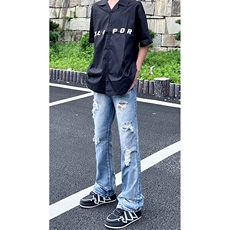美式高街ins小众破洞牛仔裤货号K755P6578，男装牛仔裤，电商A063