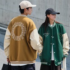 2022主推秋装pu皮拼接毛巾绣棒球服呢料夹克外套潮G1016P108男，男装夹克，电商A339