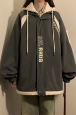 秋季假两件连帽夹克大码新款夹克外套XZ102B-1-JK2568P85，男装夹克，星座102B-1