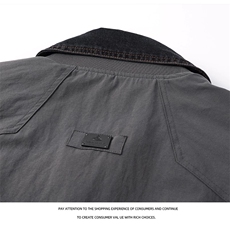 JK736-尺码M-3XL-P75-美式休闲牛仔外套秋季拼接假两件翻领夹克，男装工装外套，星座1811B