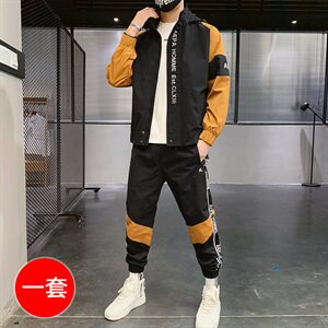 春季新款运动套装男休闲裤外套连帽夹克两件套CYTZ17图片