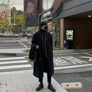 秋冬韩版毛呢大衣男中长款过膝宽松高级感潮流英伦风呢子风衣外套图片