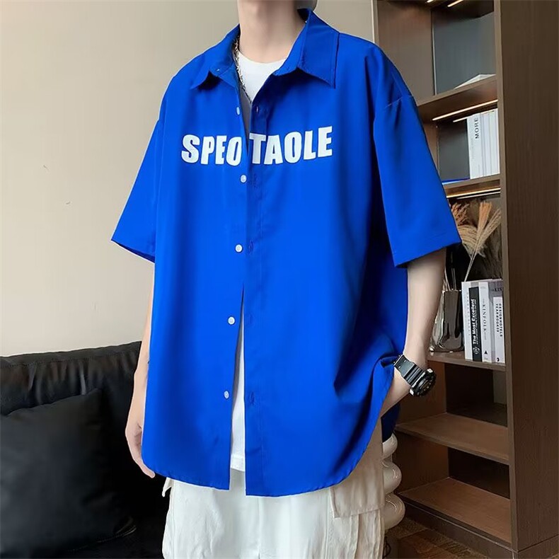 克莱因蓝衬衫男设计感小众高级感坠感衬衣LC75P30图片