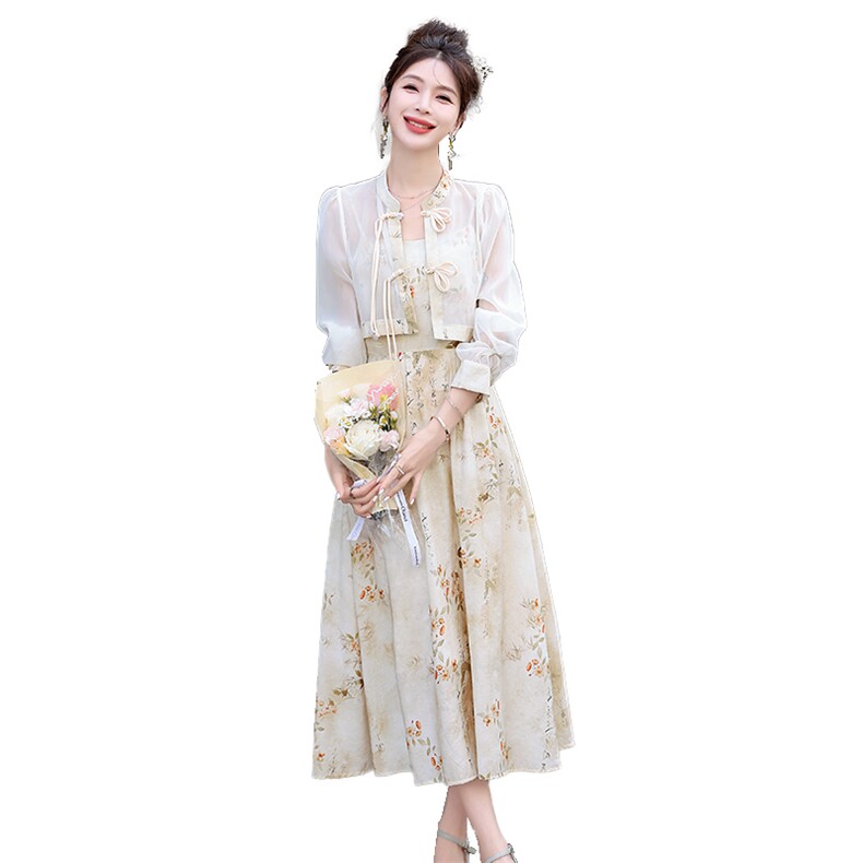 【现货】碎花连衣裙两件套2024夏季新款文艺优雅裙子,女装连衣裙,C位