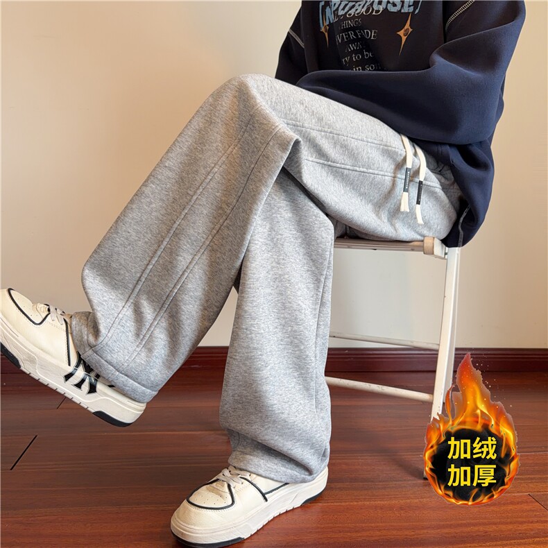 潮流加绒直筒休闲裤男大码宽松男女运动卫裤拖地裤K2598*P45控78，男装休闲裤，星座227-1