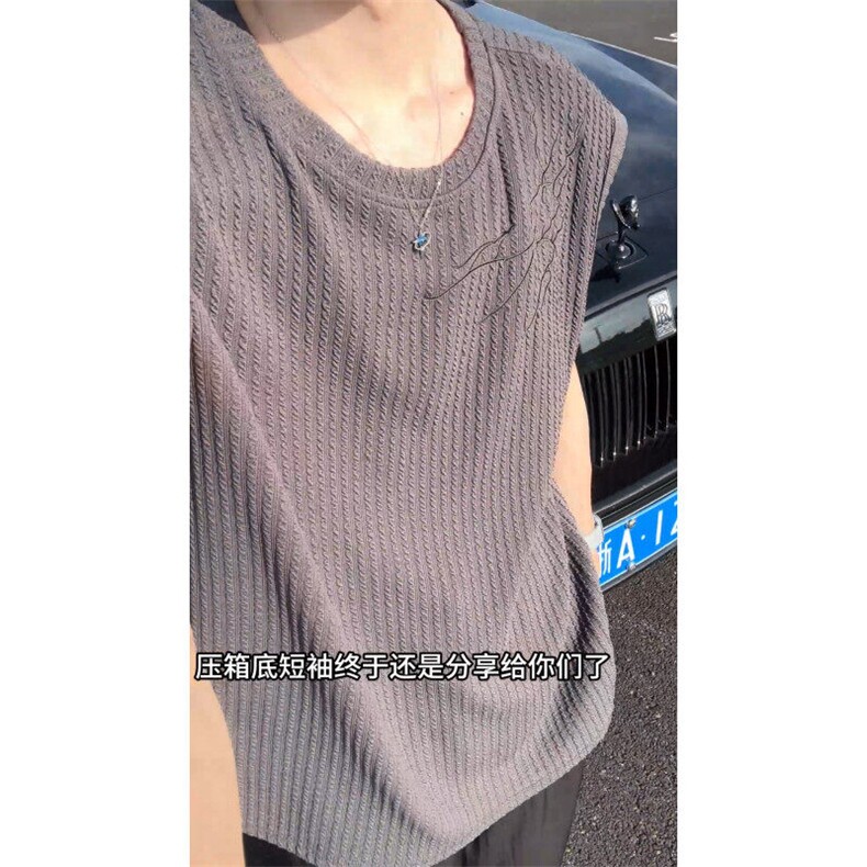 XZ809A/FFF02/特P24/控48美式V领坎肩万针绣花背心T恤,男装背心/马甲,星座809A(原222-1)