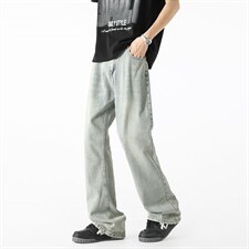 微喇牛仔裤男款夏季半松紧潮流美式vibe复古XZ201-7110P42，男装牛仔裤，星座201