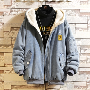 NM53016-P140 牛仔外套男大码加厚加绒衣男羊羔毛服男图片