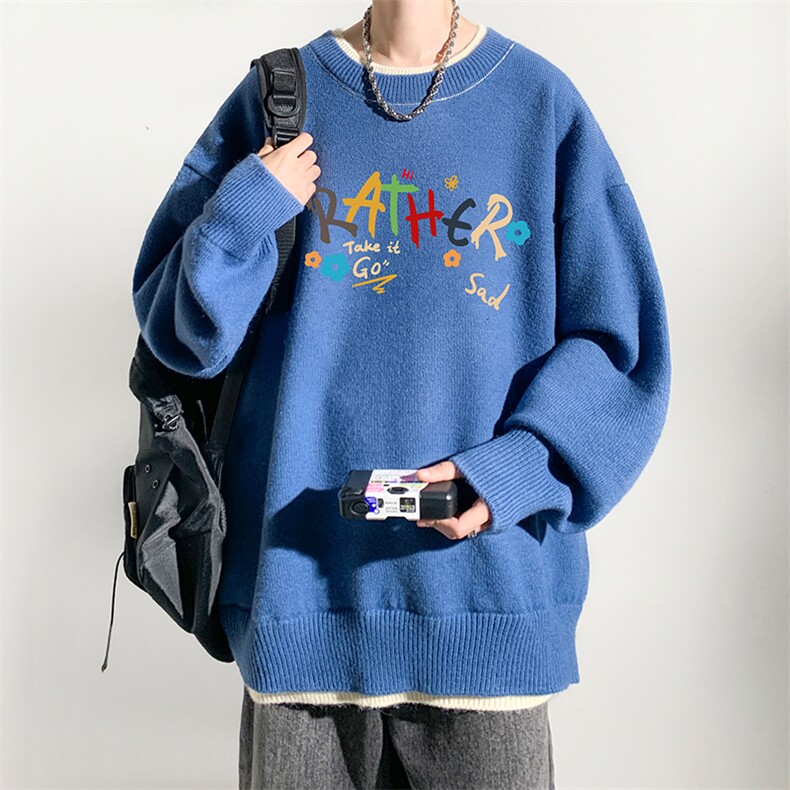 控78 假两件毛衣男大码加绒针织衫男毛线衣M80301-P55 加绒-P70图片