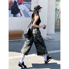 A2144TP48-网图2025夏季新款美式迷彩工装七分裤男多口袋中裤子，男装牛仔裤，电商B241