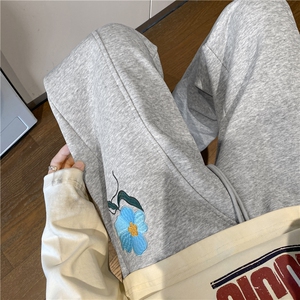 2025秋季美式休闲花朵刺绣设计感百搭卫裤B315-K25370-特p40控78图片