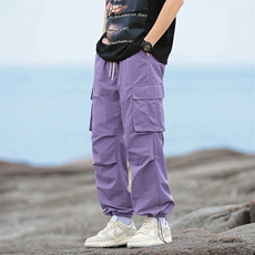 工装裤男春季宽松直筒美式休闲防水户外登山冲锋裤-2403-P40紫色，男装休闲裤，星座307-3(原516-1)