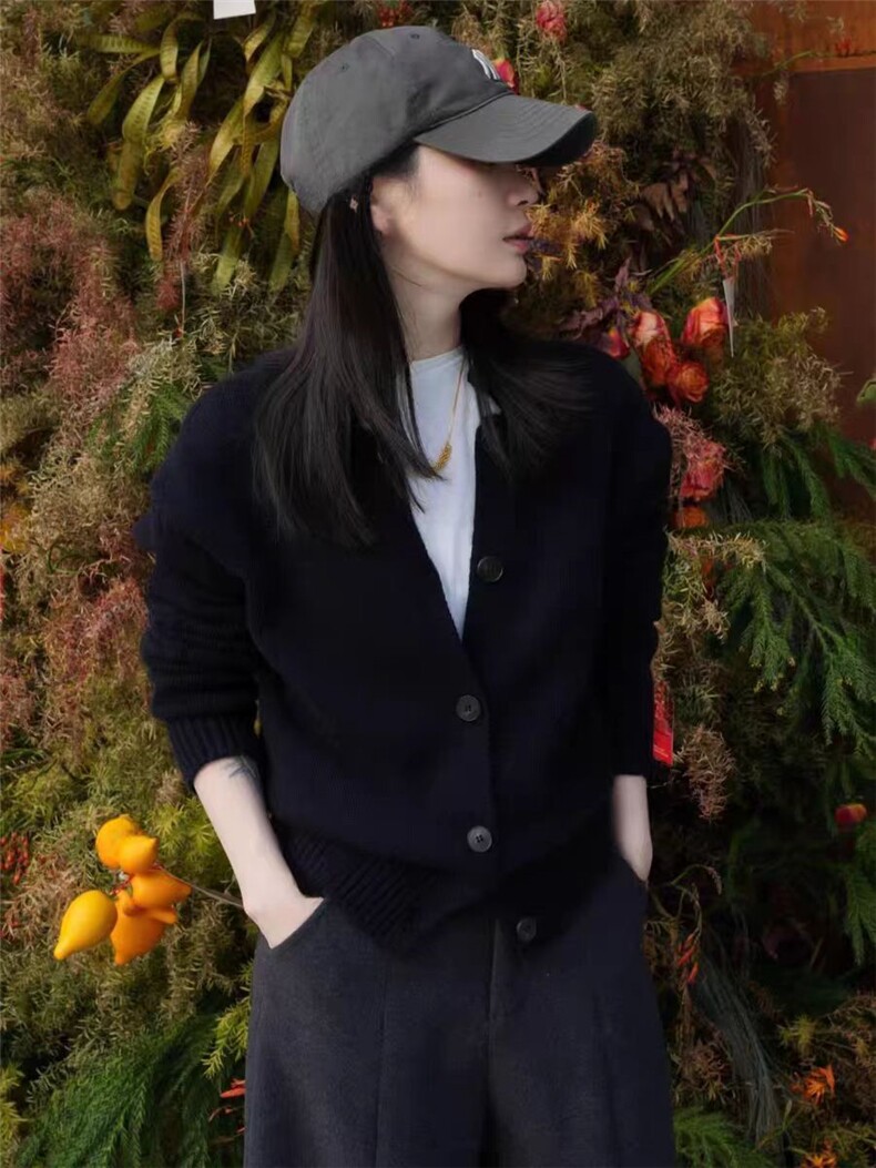 2025年秋季新款女士百搭小立领针织开衫,针织衫/毛衣,恒恩羊绒