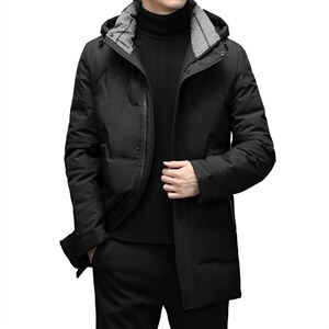 21冬季新款羽绒服男中长款潮流休闲厚款男士纯色外套ZG2935-P300，男装羽绒服，电商B212（原钱塘6029）