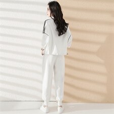 灰色运动服套装女夏薄款七分袖2025年韩版宽松休闲时尚卫衣两件套，女装套装/套裙，梦懿尔
