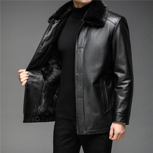 X2268秋冬新款海宁皮派克服男士水貂毛翻领内胆可拆卸P1900图片