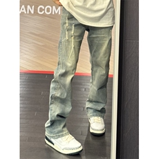 【有货】美式复古磨破牛仔裤男水洗做旧微喇裤高街K6002LL-P45，男装牛仔裤，星座1007（原301D）