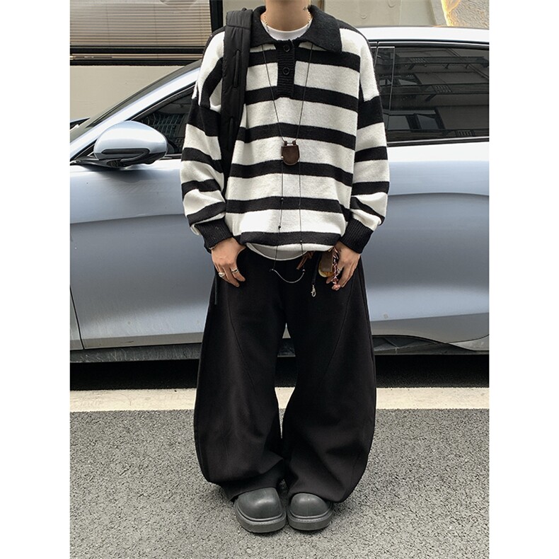 现货-MY50897-特批65大码条纹针织套头毛衣,男装针织衫/毛衣,电商D232