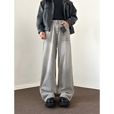 903-AK8011-特P45【S-3XL】潮烟灰复古牛仔裤！3，男装牛仔裤，星座903