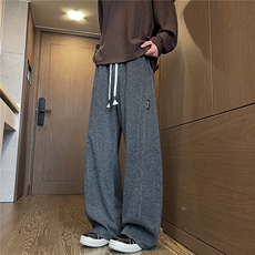 美式直筒休闲裤子男春季新款潮牌宽松垂感阔腿拖地长裤KZ638-P50，男装休闲裤，星座308B-2