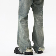 美式高街vibe重工艺做旧水洗hiphop喇叭牛仔裤货号K2402P60，男装牛仔裤，电商A063