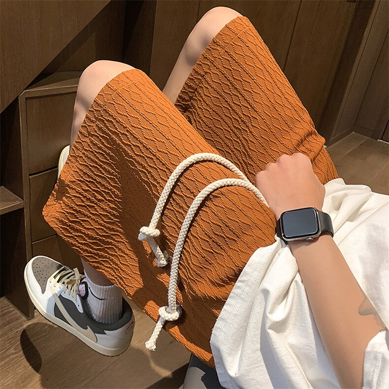 冰丝短裤男夏薄款设计感美式宽松抽绳休闲五分裤XZ514-2-1525-P38,男装牛仔裤,星座514-2(原B239)