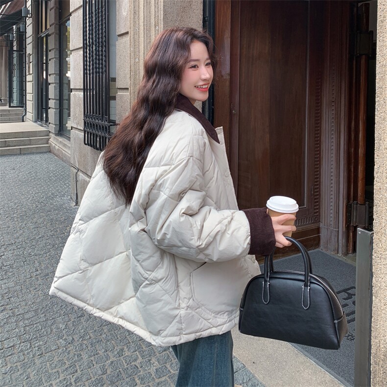 新款主推菱形格50绒羽绒服2678-P255-K378,女装短外套,2C129