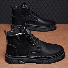 2023秋季潮流百搭高帮休闲皮鞋英伦风防滑短靴工装马丁靴男，男鞋工装鞋，电商A223