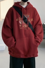 已注册/冬龙年新款红色连帽卫衣男休闲宽松战袍WY9583，男装卫衣，电商B316