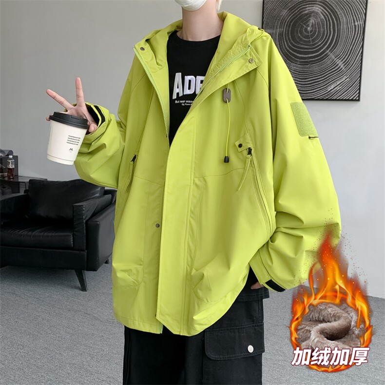 港风大皂工装加绒冲锋衣男高品纯色宽松夹克外套DSA157B-AJ90-P95图片