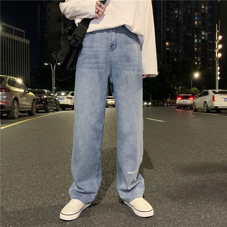 牛仔裤男20港风潮牌一字破洞宽松直筒百搭长裤716-2-NZ003-P55,男装牛仔裤,星座1213