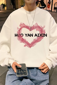！秋季印花港风圆领卫衣男大码长袖t恤男WY300-P28加绒款-P33图片