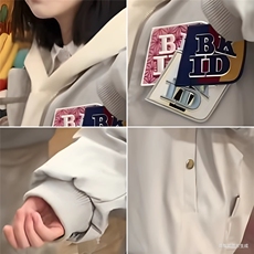 美式复古刺绣魔术贴外套趣味宽松飞行服男女情侣春秋夹克，女装短外套，星座506A