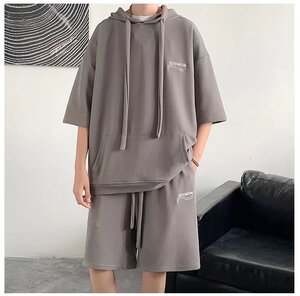 夏季文艺男五分袖五分裤潮流ins简约百搭休闲套装卫衣 T1174-P35图片