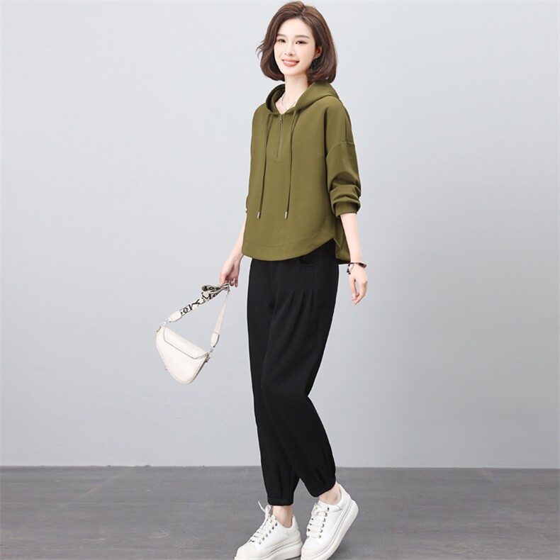 连帽卫衣女2025春秋新款时尚洋气爆款女装外套减龄宽松休闲上衣潮,女装套装/套裙,璐依舞
