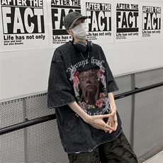 TX15P35夏季新款水洗做旧宽松T恤，男装T恤，星座517A-6
