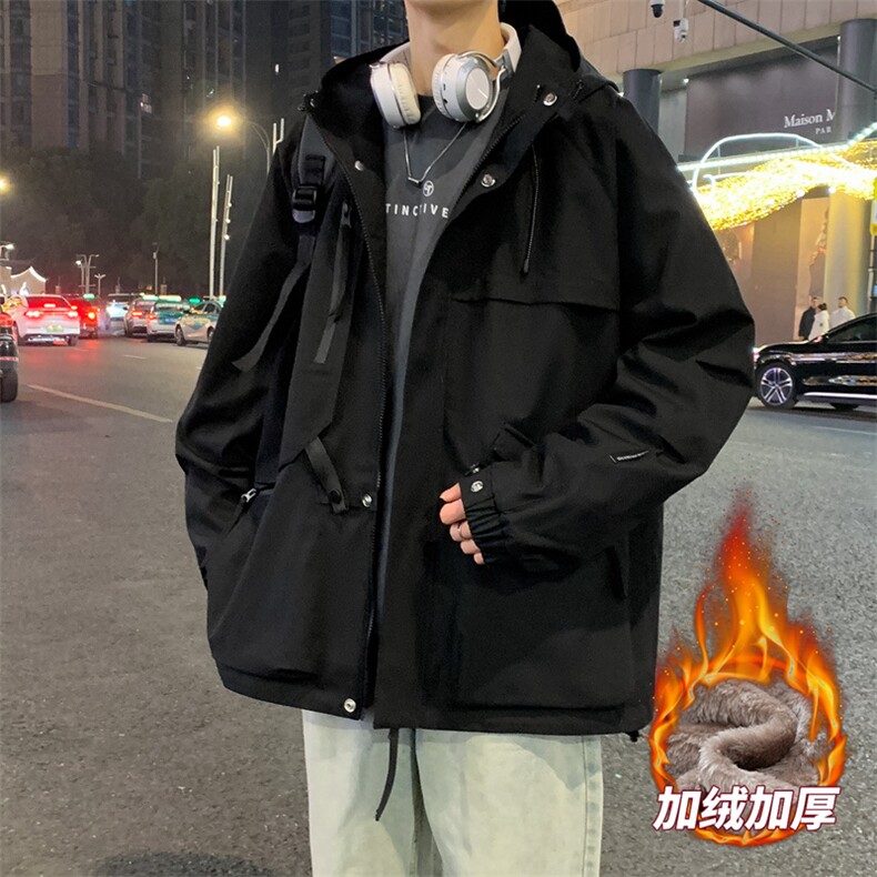 加绒加厚夹克外套男冲锋衣男士休闲工装轻户外JK136-P88加绒P98,男装夹克,星座308B-2