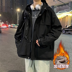加绒加厚夹克外套男冲锋衣男士休闲工装轻户外JK136-P88加绒P98，男装夹克，星座308B-2